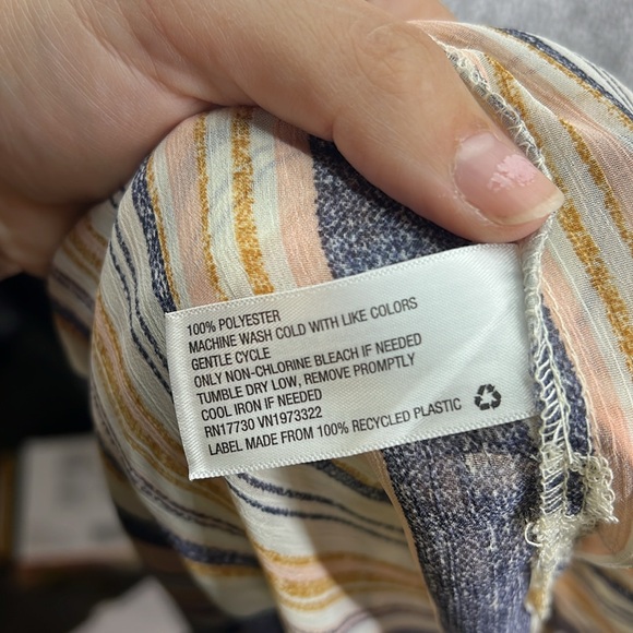 Xhilaration Short Sleeve Topper Cardigan Striped Womens Size L Tan Blue Pink - Picture 7 of 11